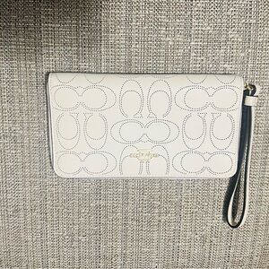 Coach White Clutch with Monogram Pattern